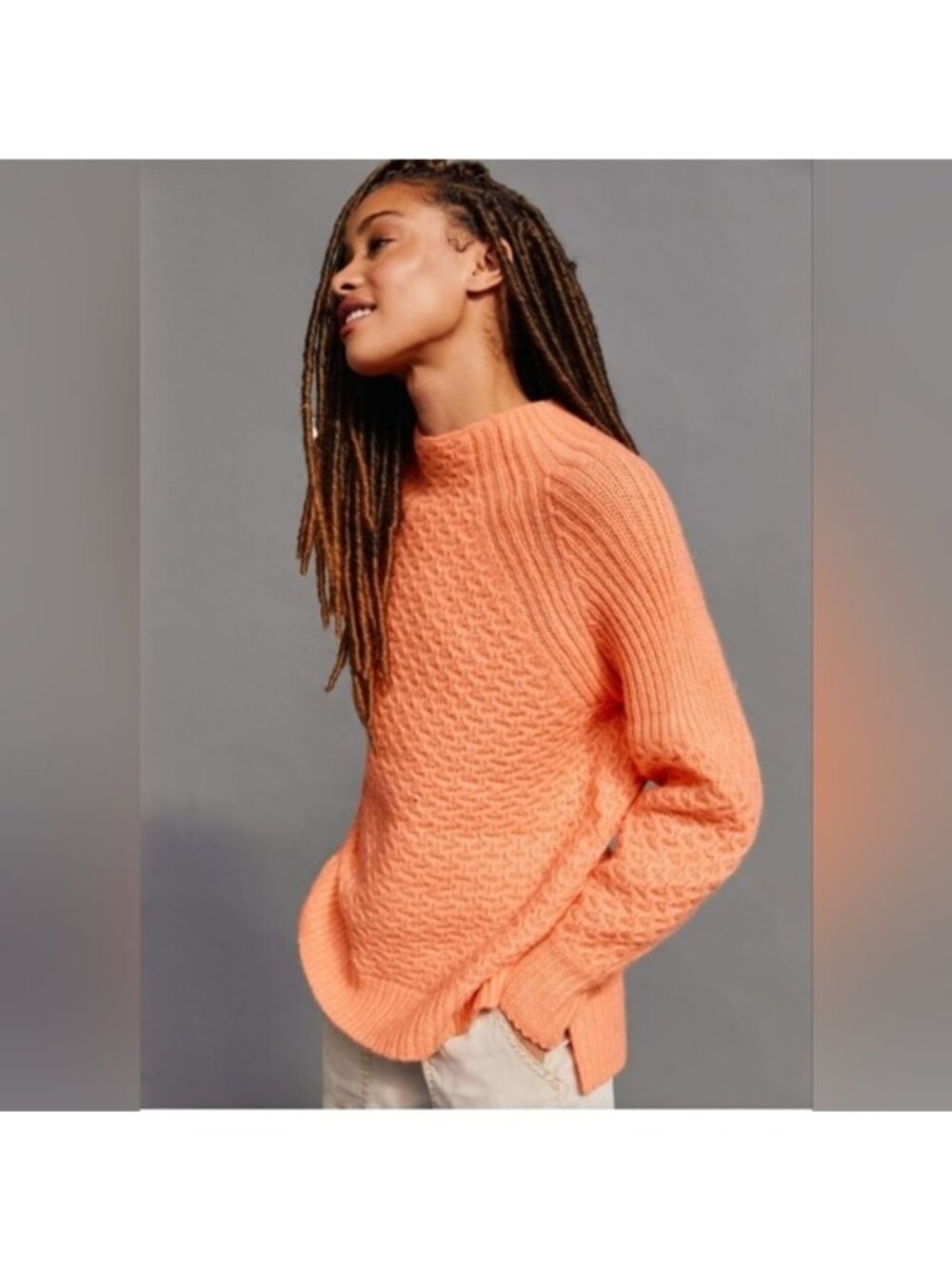 Anthropologie Bia Mock Neck Textured Long Tunic Sweater Small